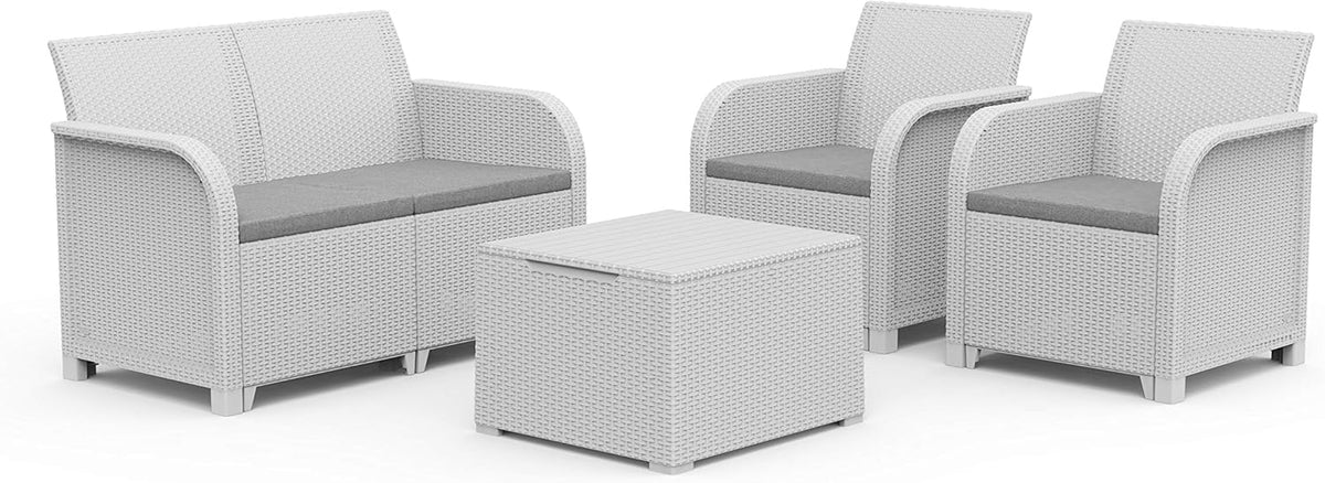 Conjunto de mobiliário de jardim, Keter, 74 cm, 20,7 kg, 113 × 65 × 74 cm, resistente à água, plástico, Natural, para jardim e exterior