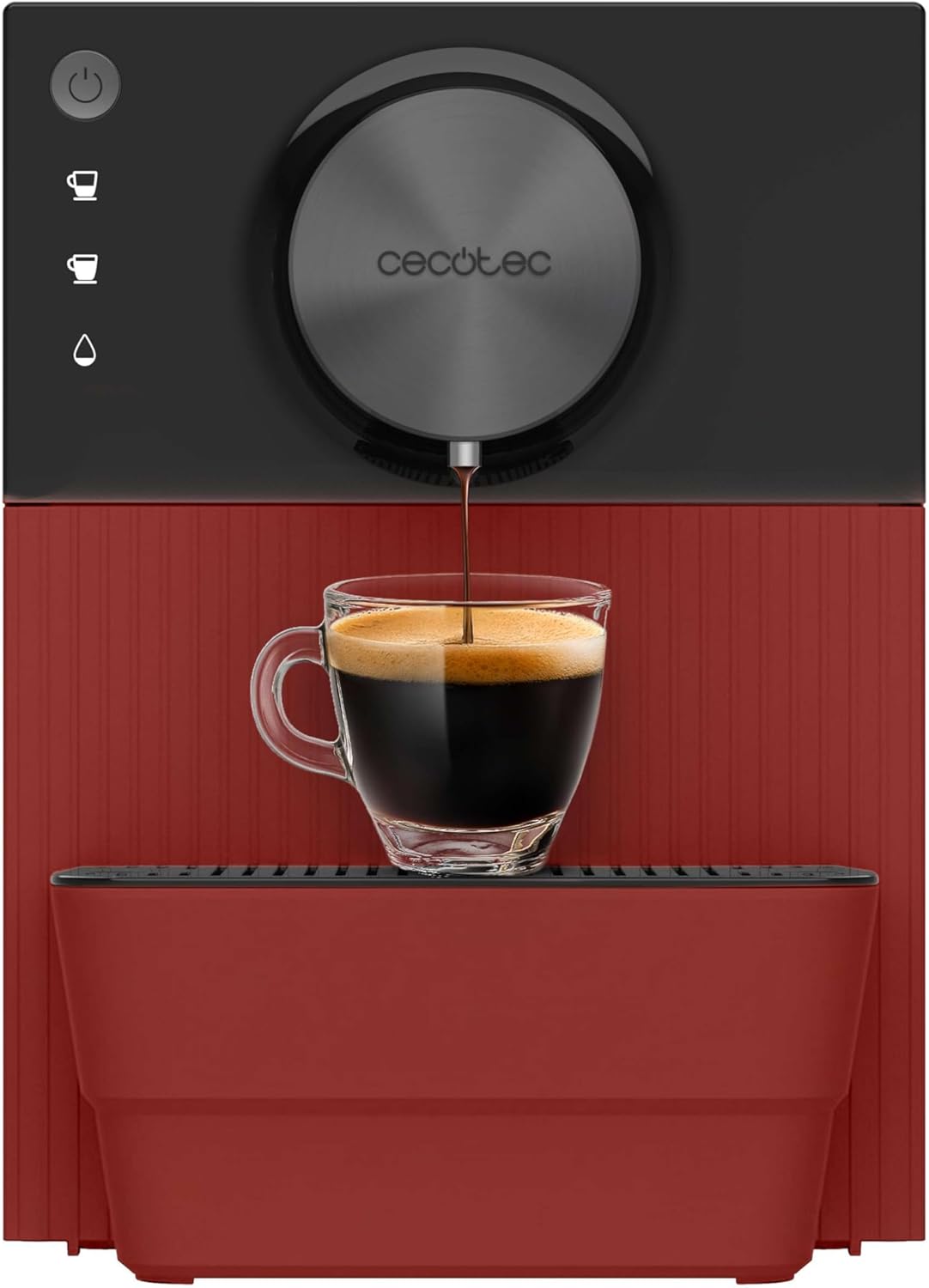 Cecotec, Máquina de café automática, 1350 W, 10 g, 1,1 L, 110 g, 180 mm, aço inoxidável, aço, Vermelho, para a cozinha