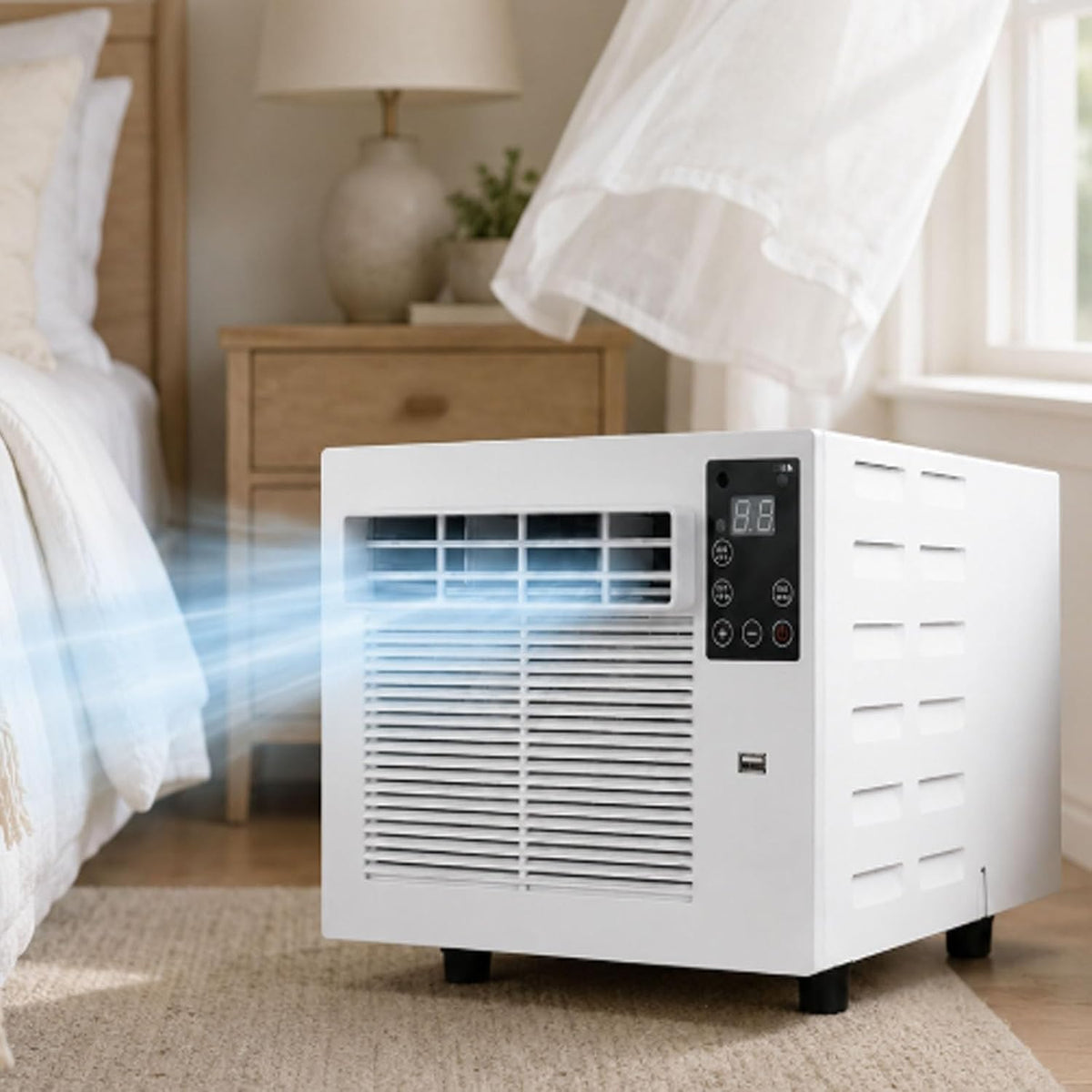 Ar condicionado portátil, smafoseedding, 1.2M, 280 W, 1876 Btu, 1.2 M, com comando à distância, com temporizador, com ecrã tátil, Multicolor