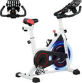 Bicicleta estática, HOMCOM, 8 kg, com rodas, aço, Branco / Preto, para uso diário