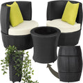 Conjunto de jardim, tectake, com 2 Cadeiras, alumínio, ratã, Preto, para jardim e exterior