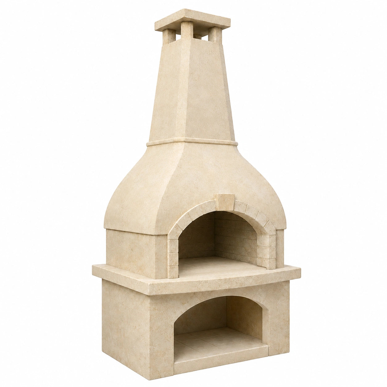 Barbacoa de piedra refractaria beige para exterior
