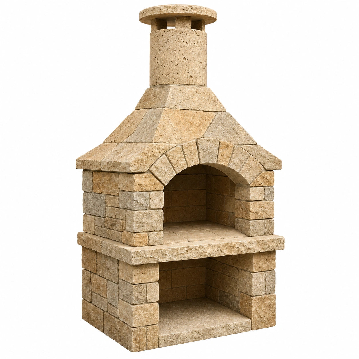 Barbacoa de Piedra Beige para Exterior con Chimenea 180cm