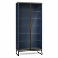 Vitrina de Metal y Vidrio Templado Azul 180x80x35 cm
