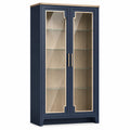 Vitrina de Madera y Vidrio Templado con Puertas de Vidrio, Azul Marino, 200 cm