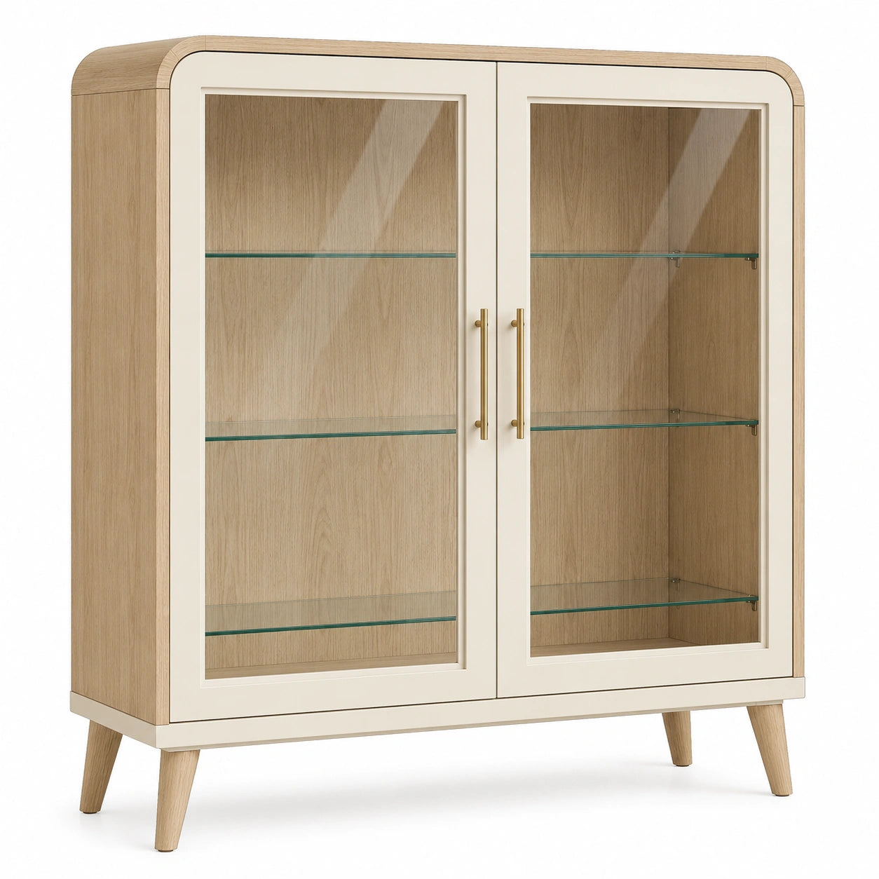 Vitrina de Madera con Puertas de Vidrio Templado