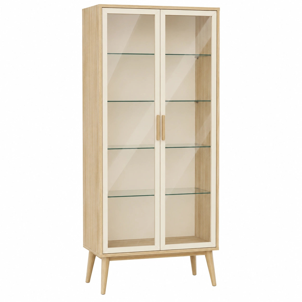 Vitrina de Madera con Puertas de Vidrio Templado 180cm x 75cm x 35cm