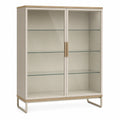 Vitrina de Cristal Templado con Estructura de Madera y Metal Beige