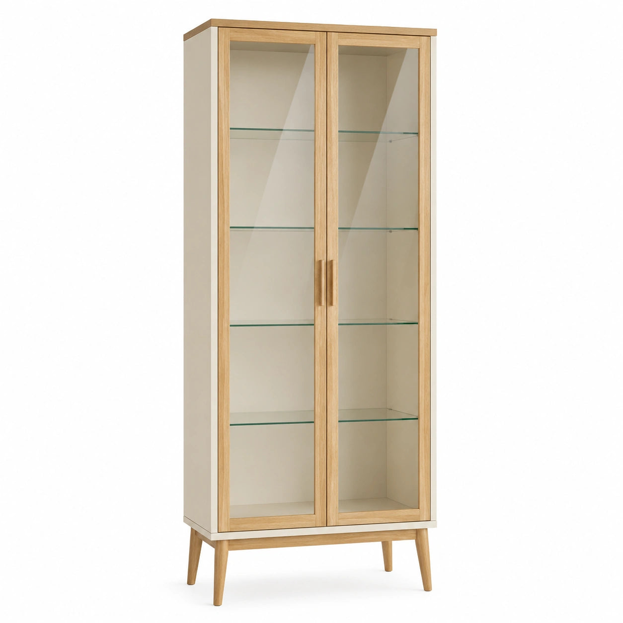 Vitrina de Madera y Vidrio Templado con Estantes