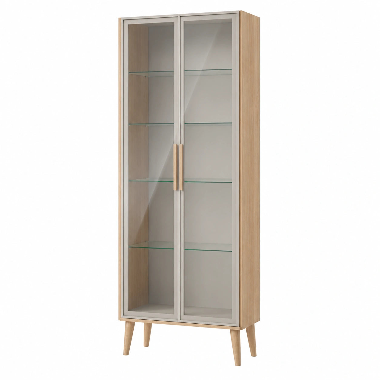 Vitrina de Madera con Puertas de Vidrio Templado