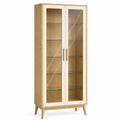Vitrina de madera de roble con puertas de vidrio templado
