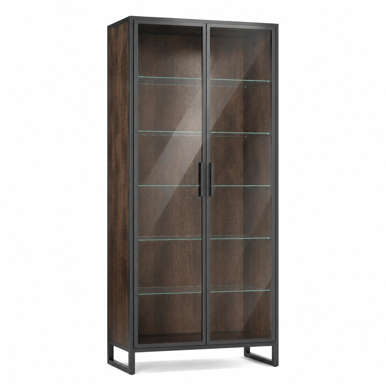 Vitrina de Metal con Puertas de Vidrio y Estantes Ajustables 180 cm
