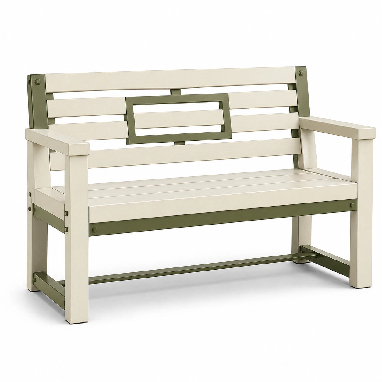Banco de jardín de polietileno Beige/Verde 120x60x90cm