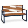 Banco de madera de acacia y acero azul