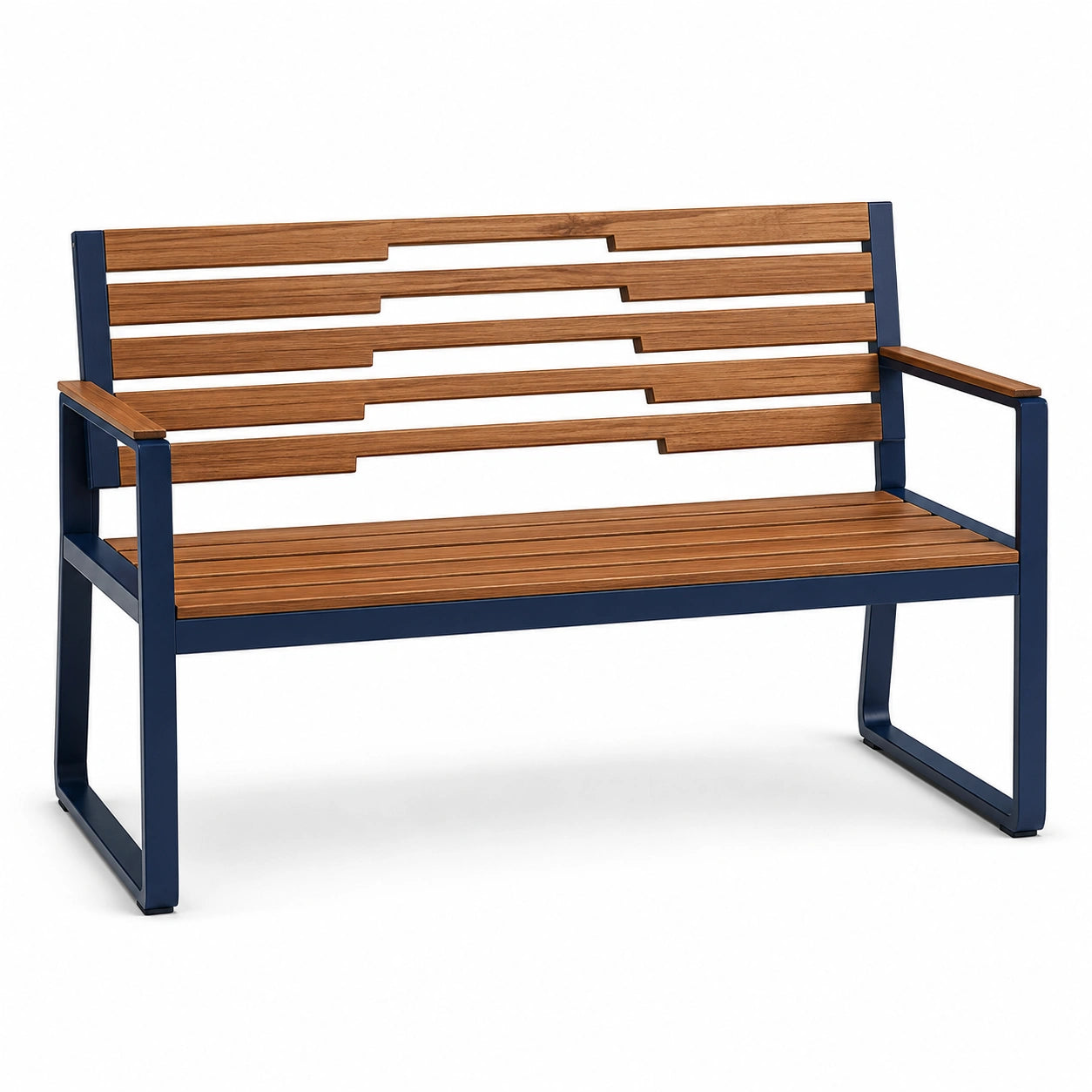 Banco de madera de acacia y acero azul