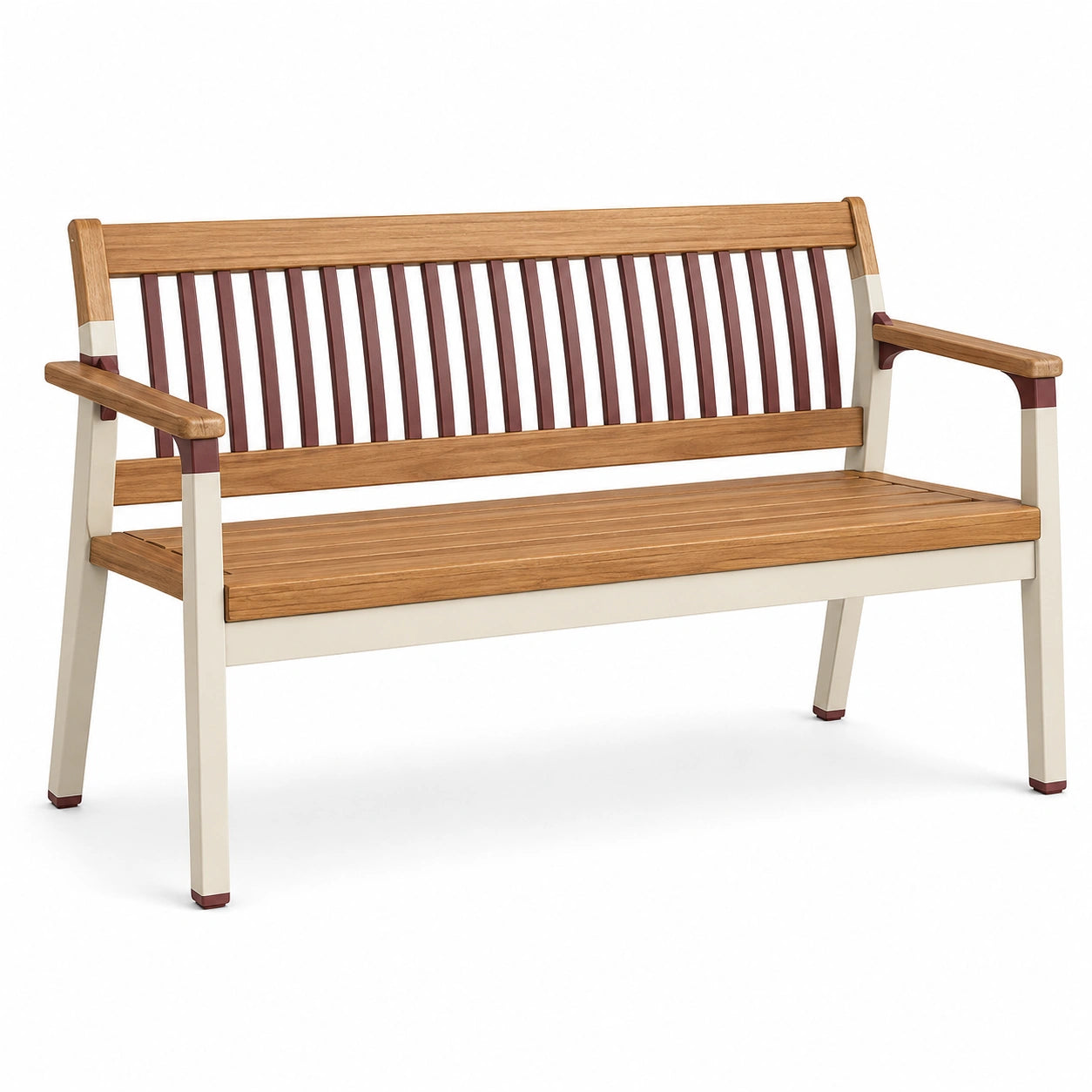 Banco de jardín de teca y aluminio 120 cm Marrón y Crema