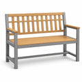 Banco de jardín de aluminio y madera de teca 120x60x85cm