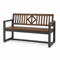 Banco de madera y metal marrón exterior 120x55x85 cm
