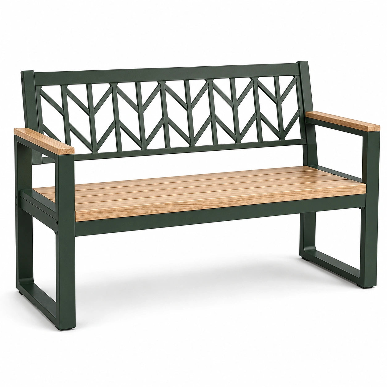 Banco de jardín de acero y madera de acacia 120x60x85 cm