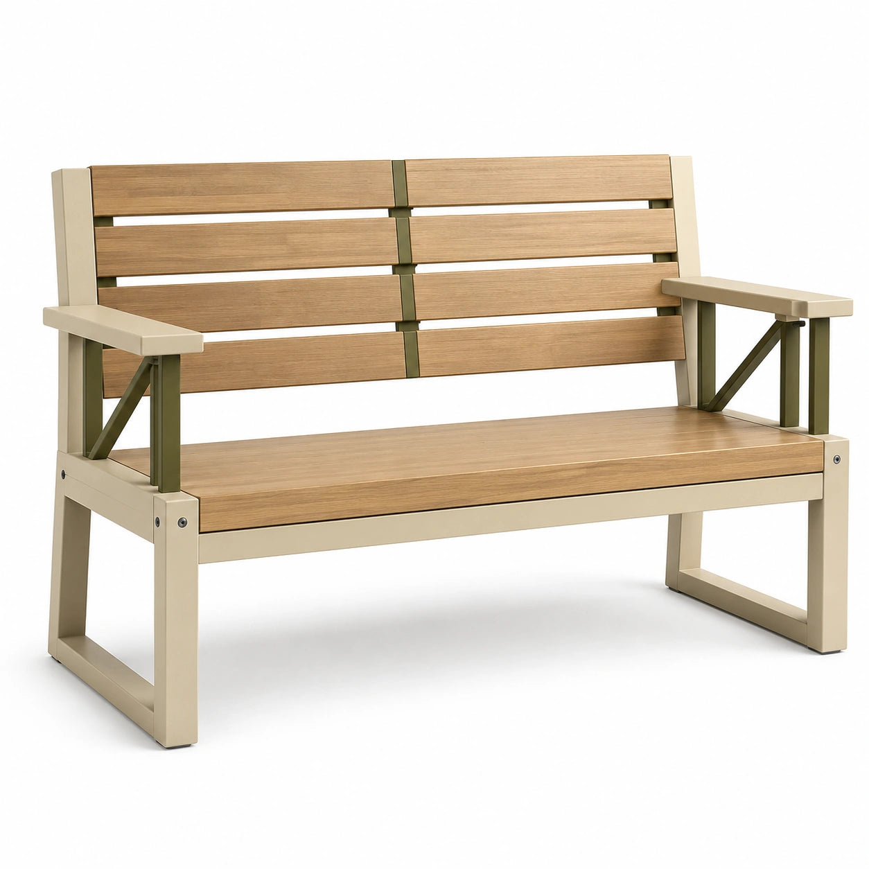 Banco de acacia y acero para exterior 120x60x80 cm