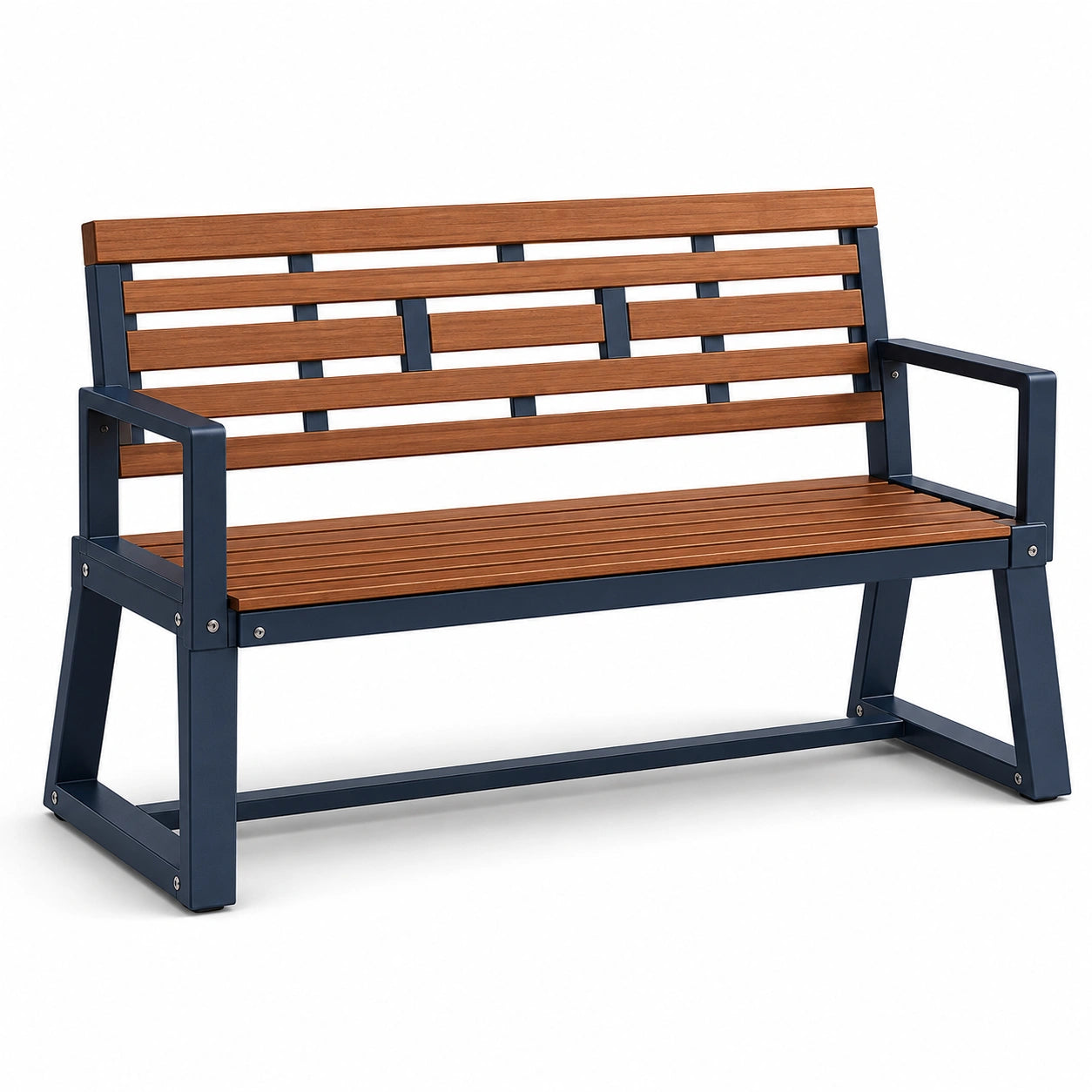 Banco de jardín de acero y madera de acacia Marrón/Azul