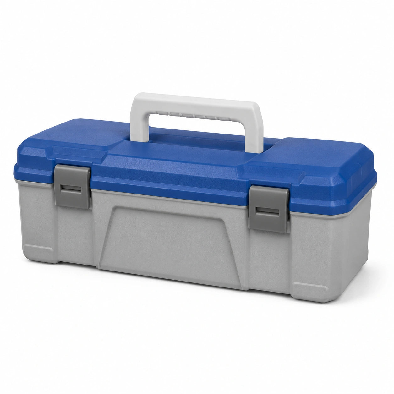 Caja de herramientas plástica azul y gris