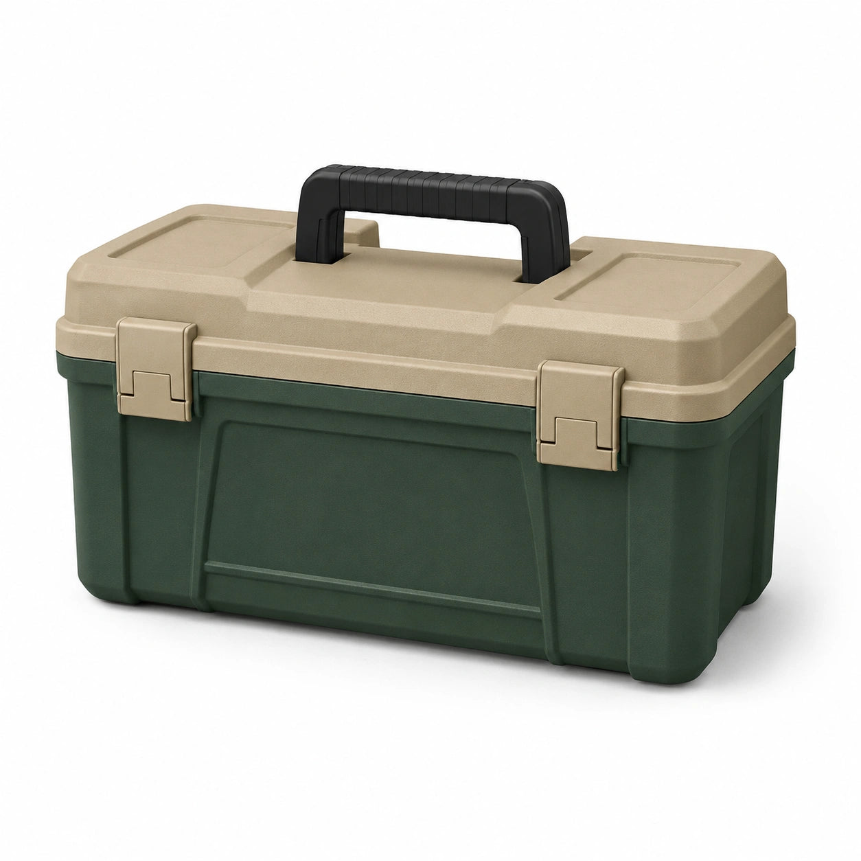 Caja de herramientas de plástico verde y beige 40x20x20cm