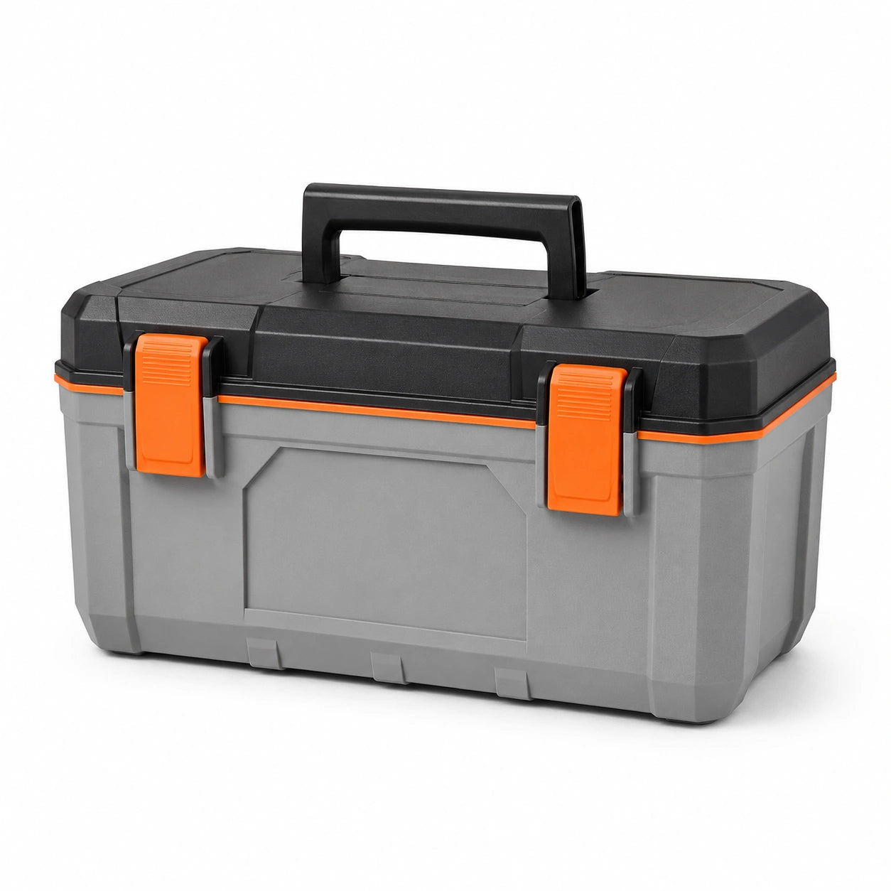 Caja de herramientas de plástico polipropileno gris y naranja 40cm x 20cm x 25cm