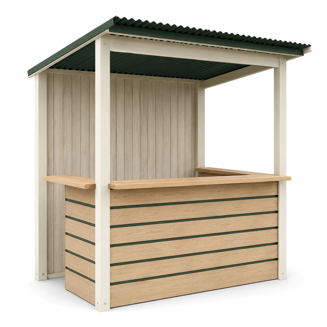 Puesto de Bar Exterior de Madera Compuesta y Metal Verde 200x120x220 cm