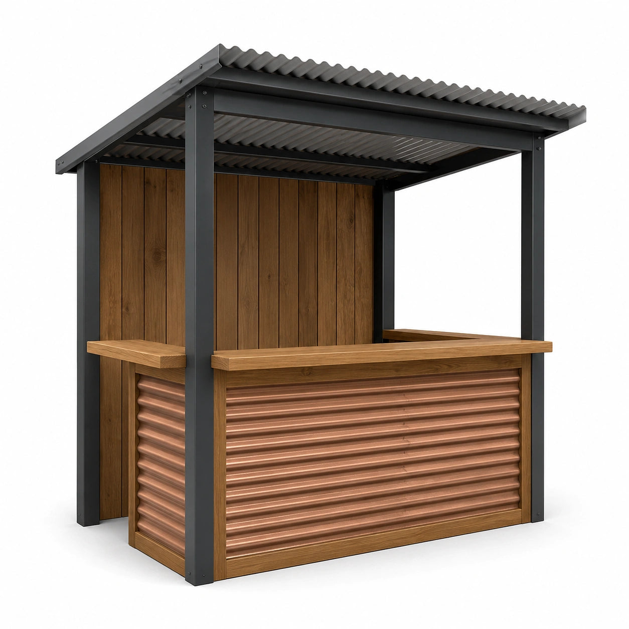 Puesto de Bar Exterior Acero y Madera Acacia Marrón