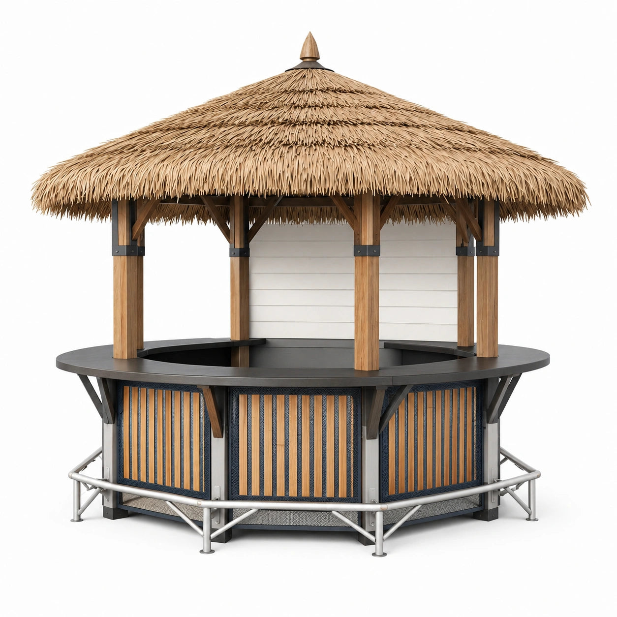 Barra de Tiki con Madera de Eucalipto y Paja Sintética