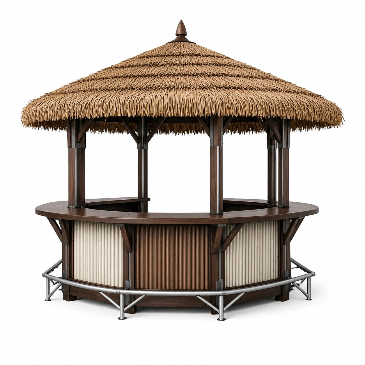 Barra Tiki de Madera con Techo de Paja Sintética para Exteriores