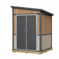 Cobertizo Exterior Madera y Metal Gris con Detalles Marrón Claro 200cm x 150cm x 210cm