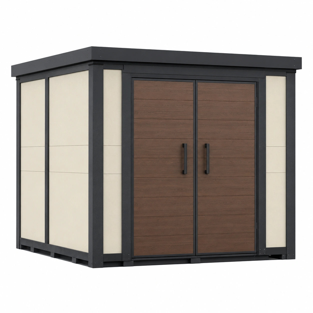 Caseta de jardín de acero y resina 180x230x208 cm Crema/Madera