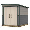 Caseta de jardín de metal, resina y madera Gris/Beige 220x190x210 cm