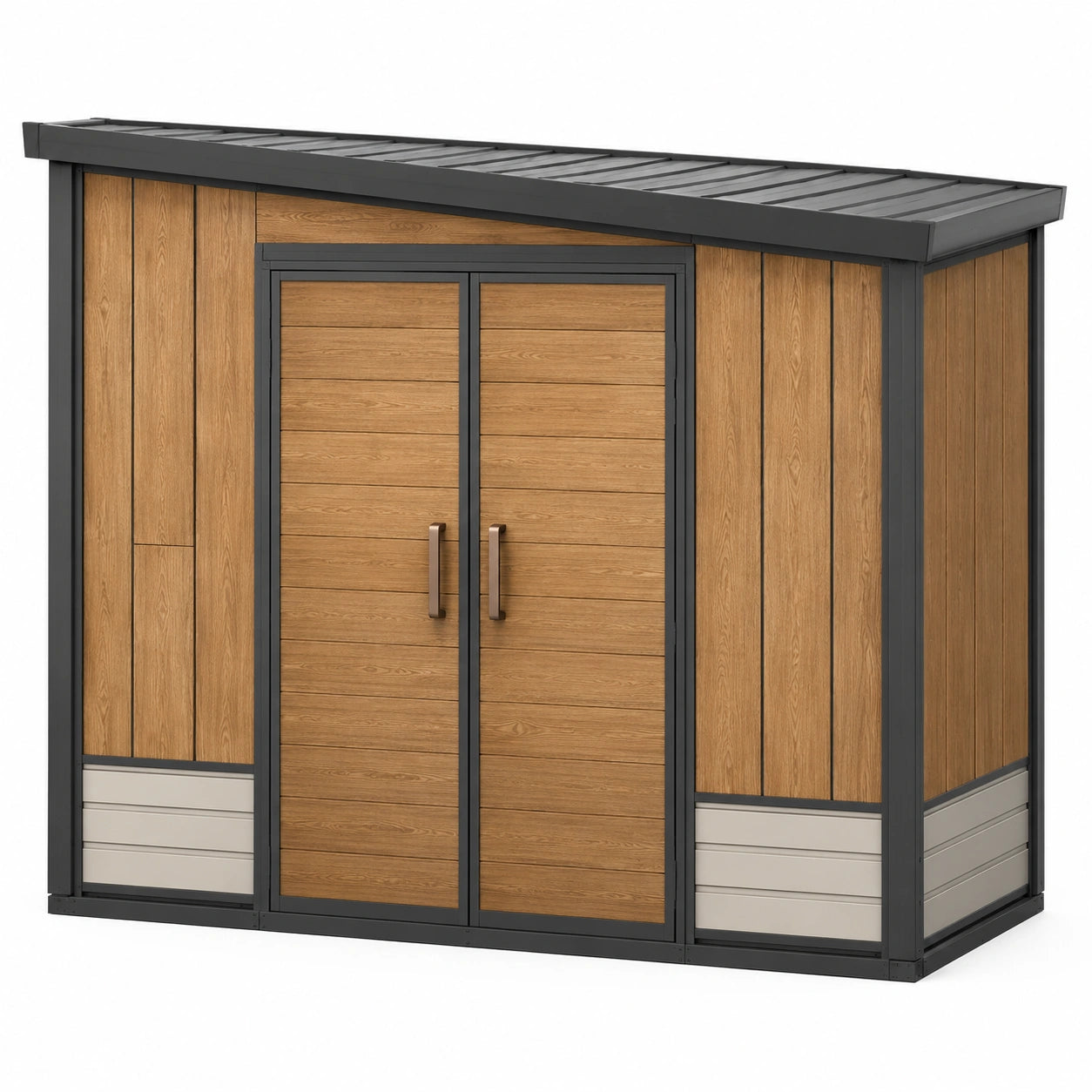 Caseta de Jardín de Resina y Acero con Puertas Dobles 200x130x210 cm