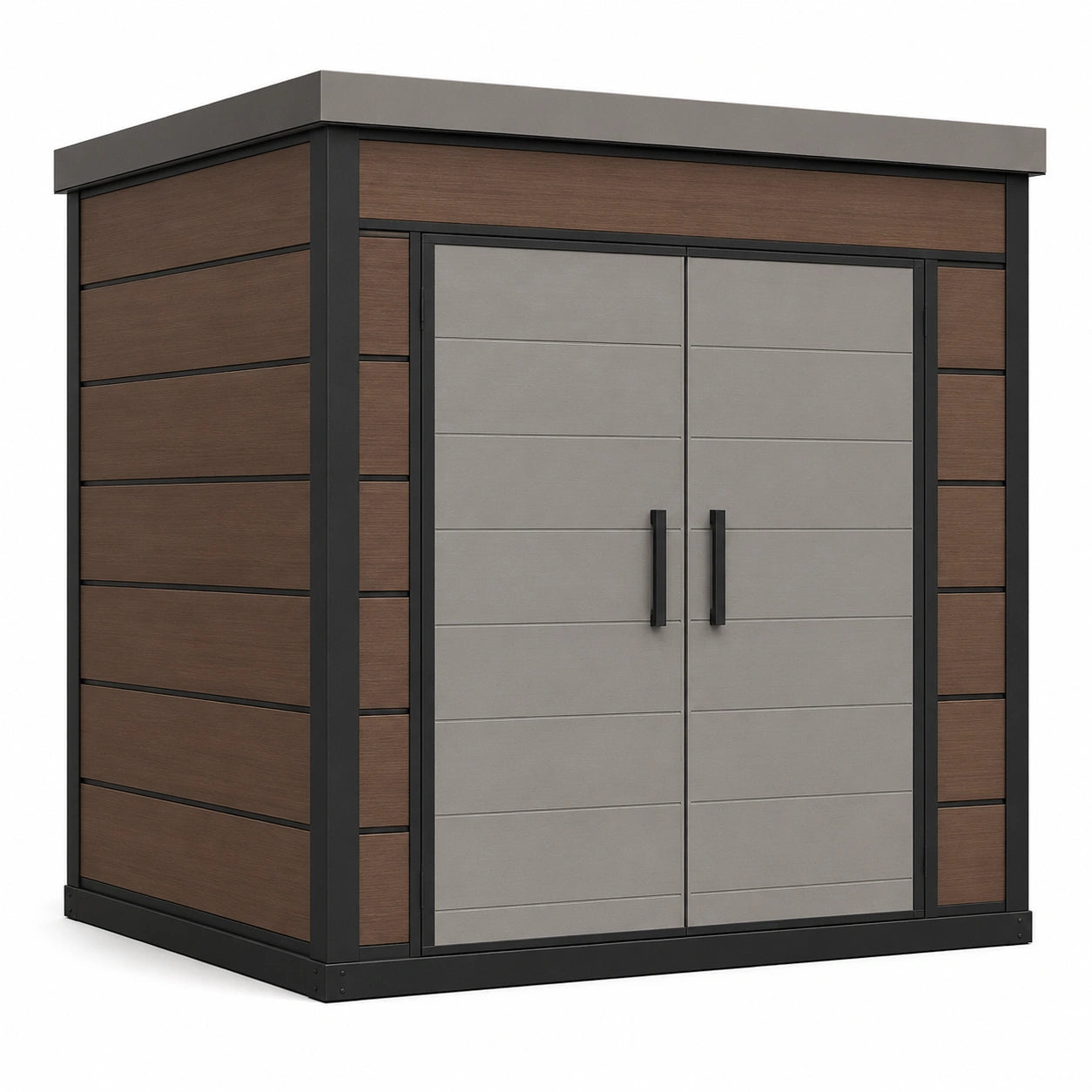Caseta de Resina y Acero 200x130x190 cm Marrón/Gris