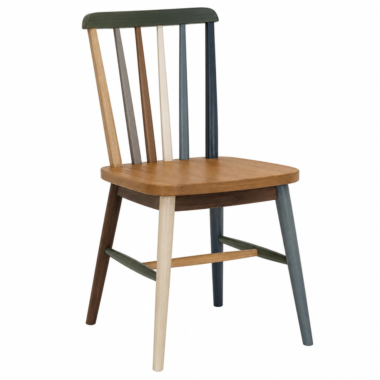Silla de Madera Multicolor con Respaldo de Listones