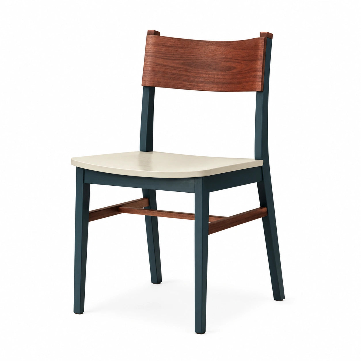 Silla de Madera de Nogal y Contrachapado Azul
