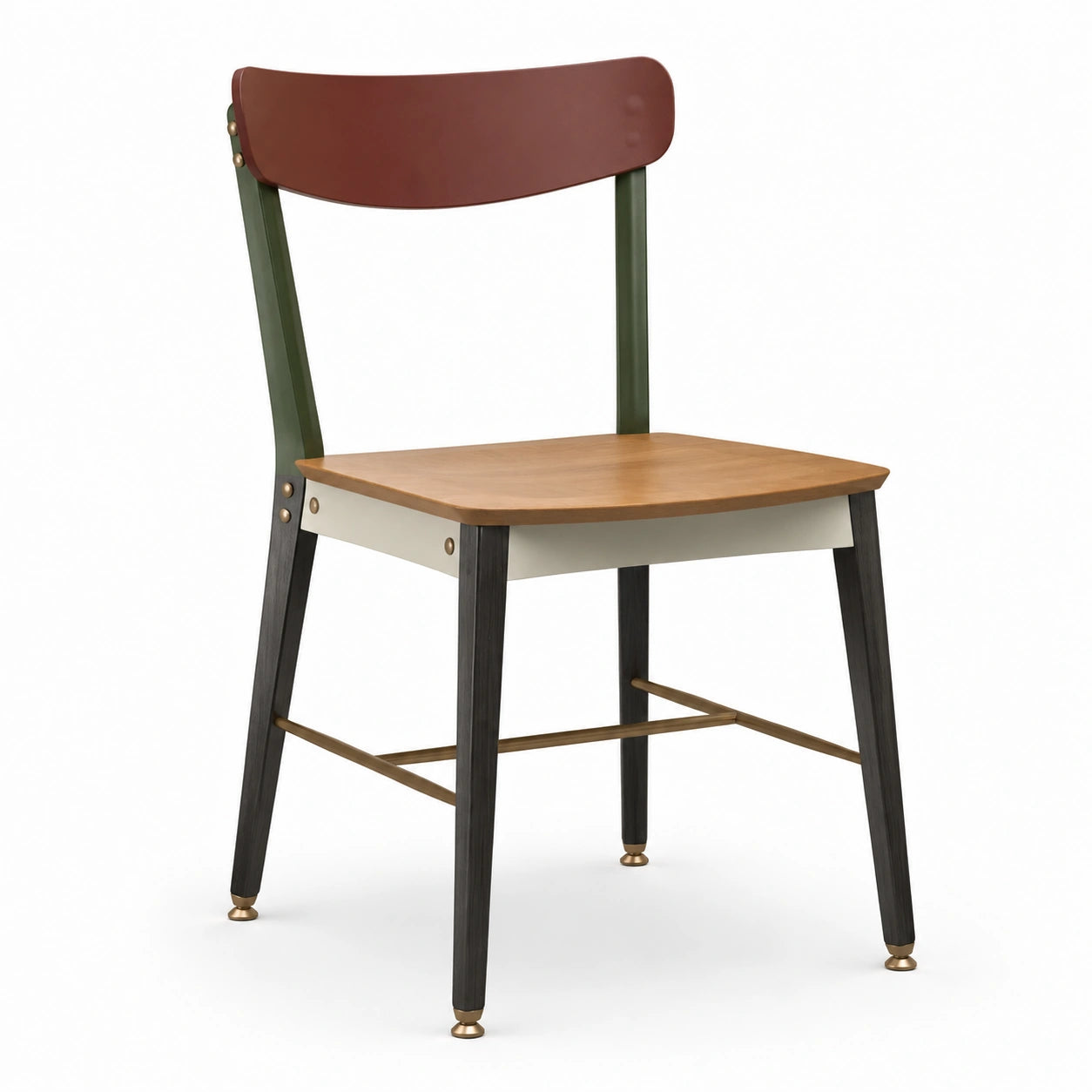 Silla de madera y metal multicolor