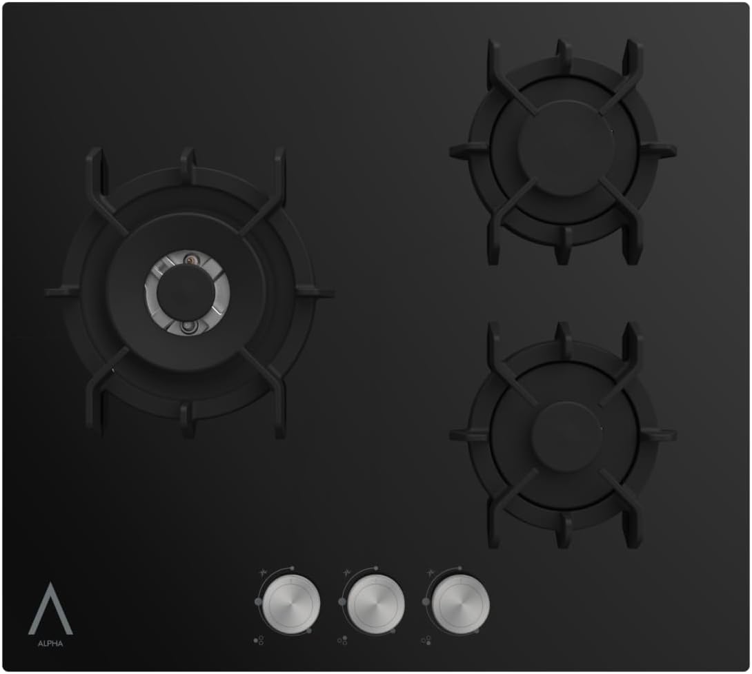 Placa de cozinha, ALPHA, 80 mm, 4 KW, 3 A, 12,5 kg, vidro, Preto, para a cozinha