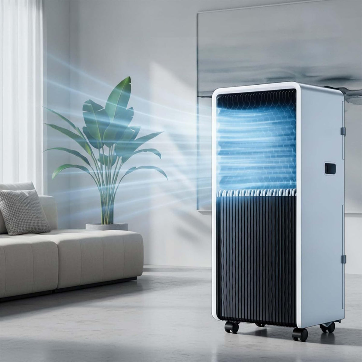 Ar condicionado portátil, ZJUNLI, 12000 BTU, regulável, com comando à distância, com temporizador, Multicolor, para uso diário