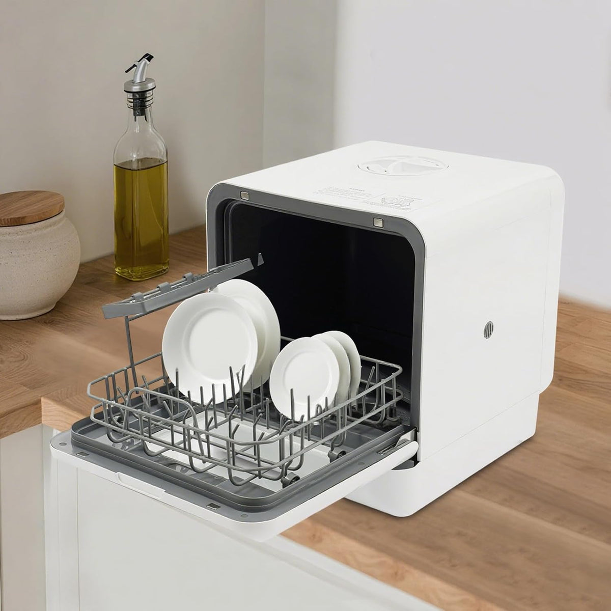 Máquina de lavar loiça compacta, YUYUZI, 6 l, 4 programas, 2 pessoas, com iluminação LED, Transparente, para uso diário