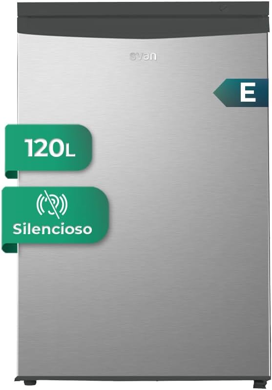 Minifrigorífico, SVAN, SR855500ECX, 120 L, Classe E, com iluminação LED, Prateado, para uso diário
