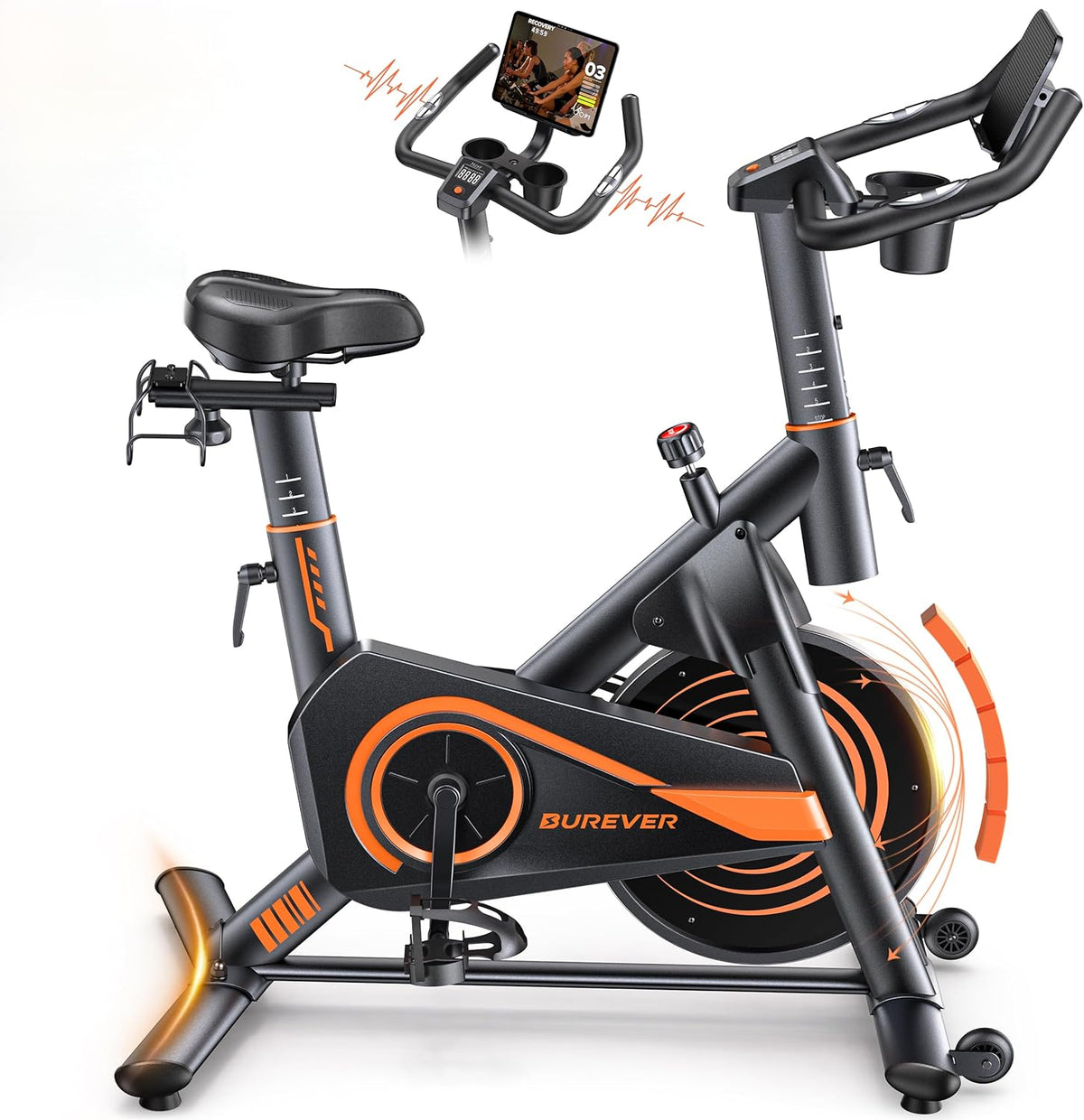 Bicicleta estática, Burever, 15 KG, 160 KG, plástico, Multicolor, para uso diário