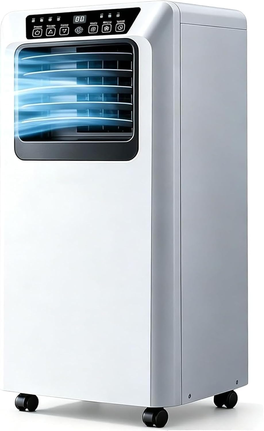 Ar condicionado portátil, DAEFAG, 9000 BTU, 25 m, 7000 btu, Classe A, com comando à distância, com temporizador, com rodas, Branco, para uso diário