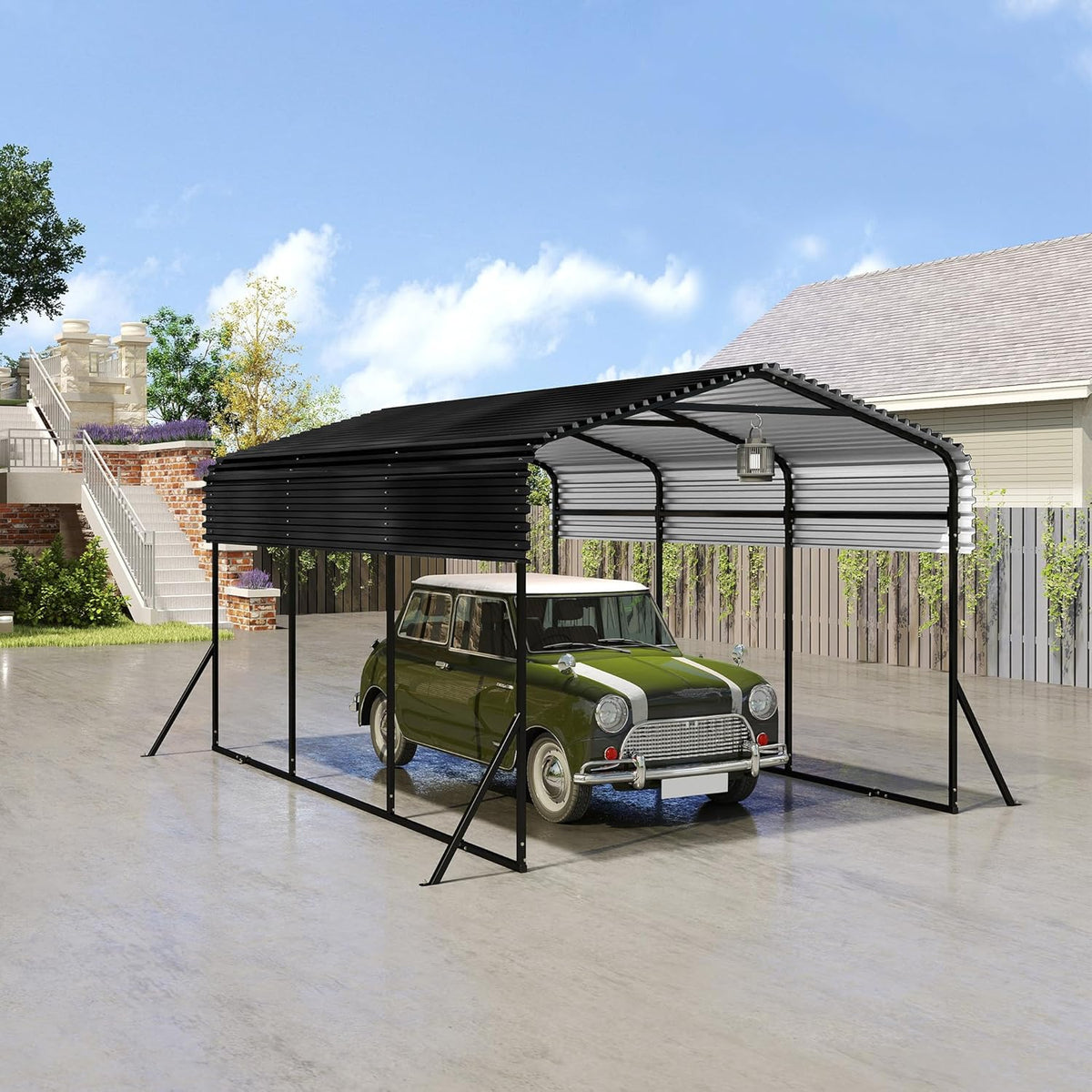 Abrigo de jardim, SUBTLETY, 450 cm, 300 × 450 cm, aço, alumínio, Natural, para jardim e exterior