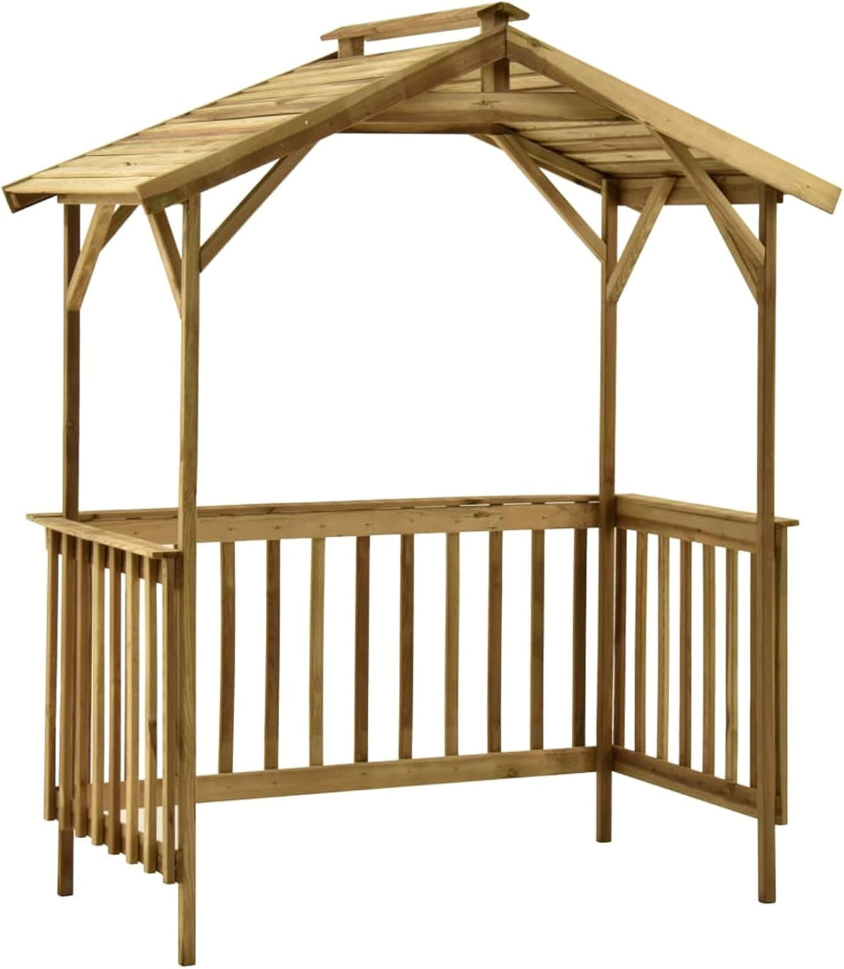 Conjunto de jardim, Keketa, 210 cm, 5 × 93 × 210 cm, madeira, Natural, para jardim e exterior