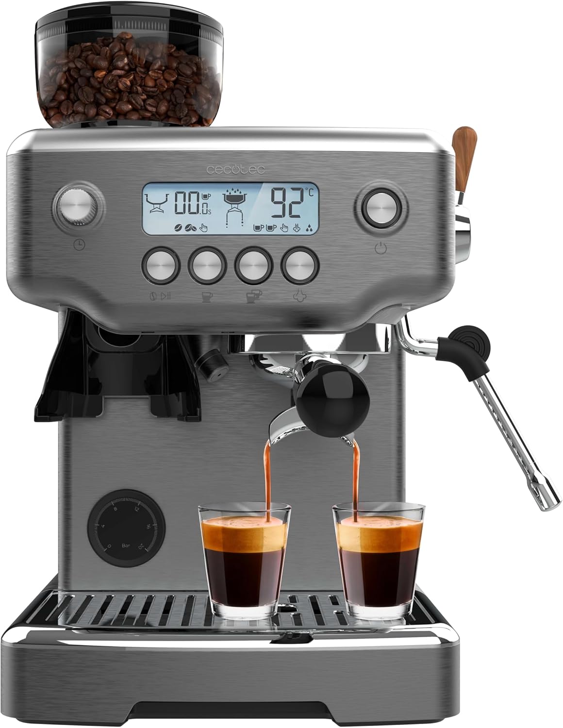 Cecotec, Máquina de café expresso, 2200 W, 2.1 L, 180 g, alumínio, Creme, para a cozinha