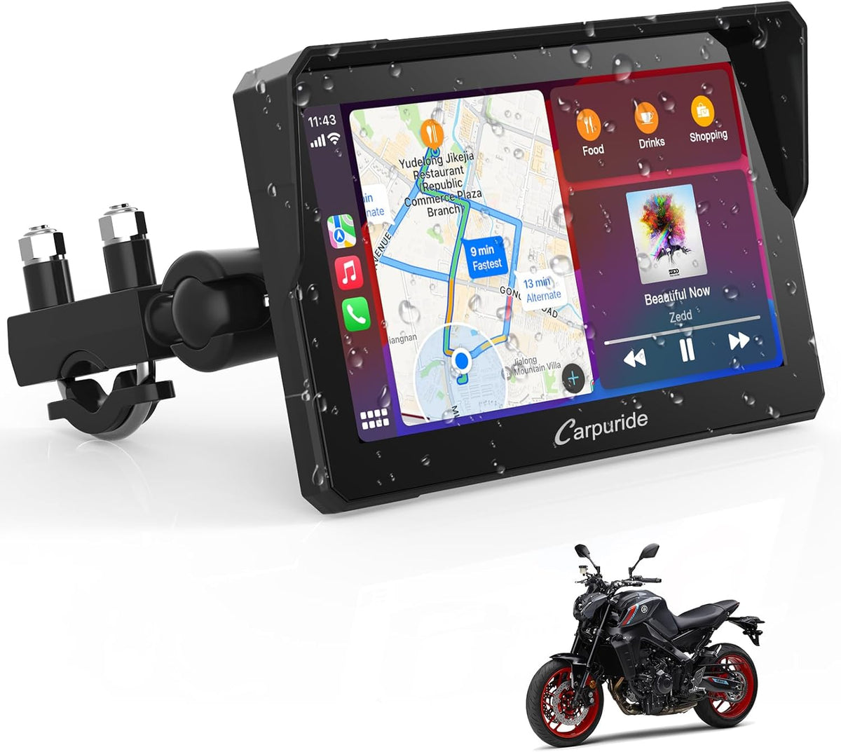 GPS para motociclo, CARPURIDE, W702, resistente à água, com ecrã tátil, Multicolor, para uso diário